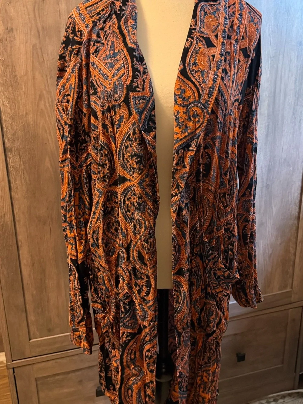 Free People Purple and Rust Paisley Duster Kimono